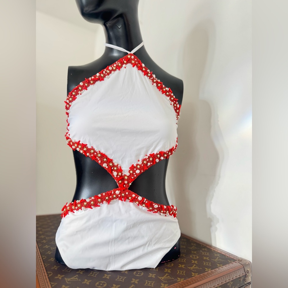 VALENTINO GARAVANI Beaded Cut-Away Swimsuit $4,708 large comes with dust bag - Picture 9 of 17